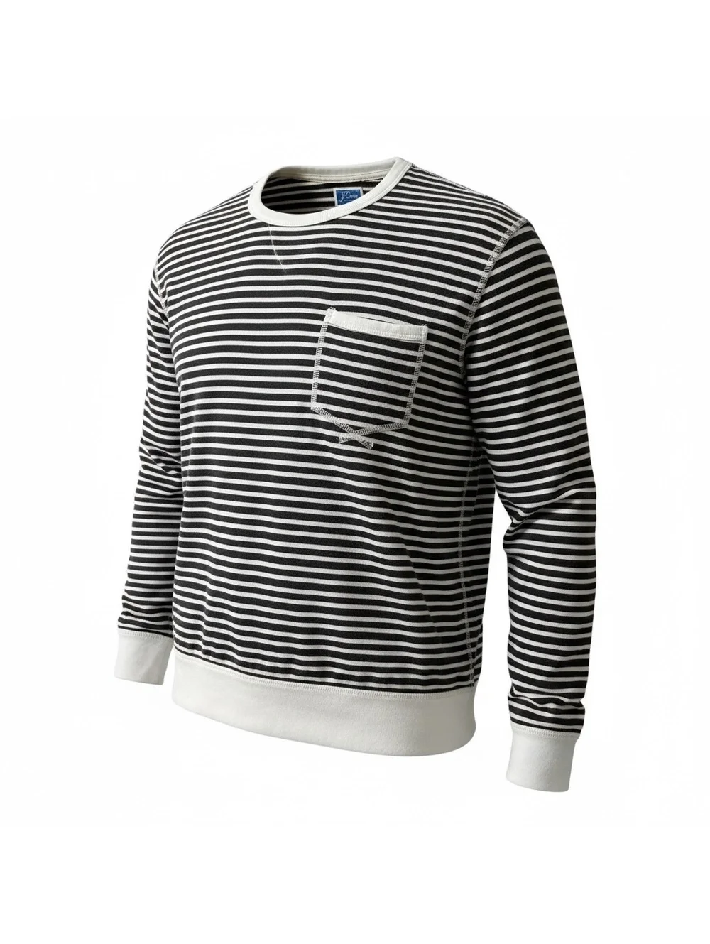 J.Crew Knit Goods Black & White Striped Pocket Sweatshirt - Size M